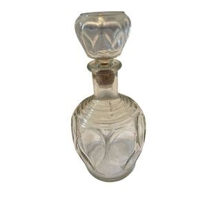 Vintage 1960s Modern Teardrop Shaped Stopper Mid Century Clear Glass Decanter